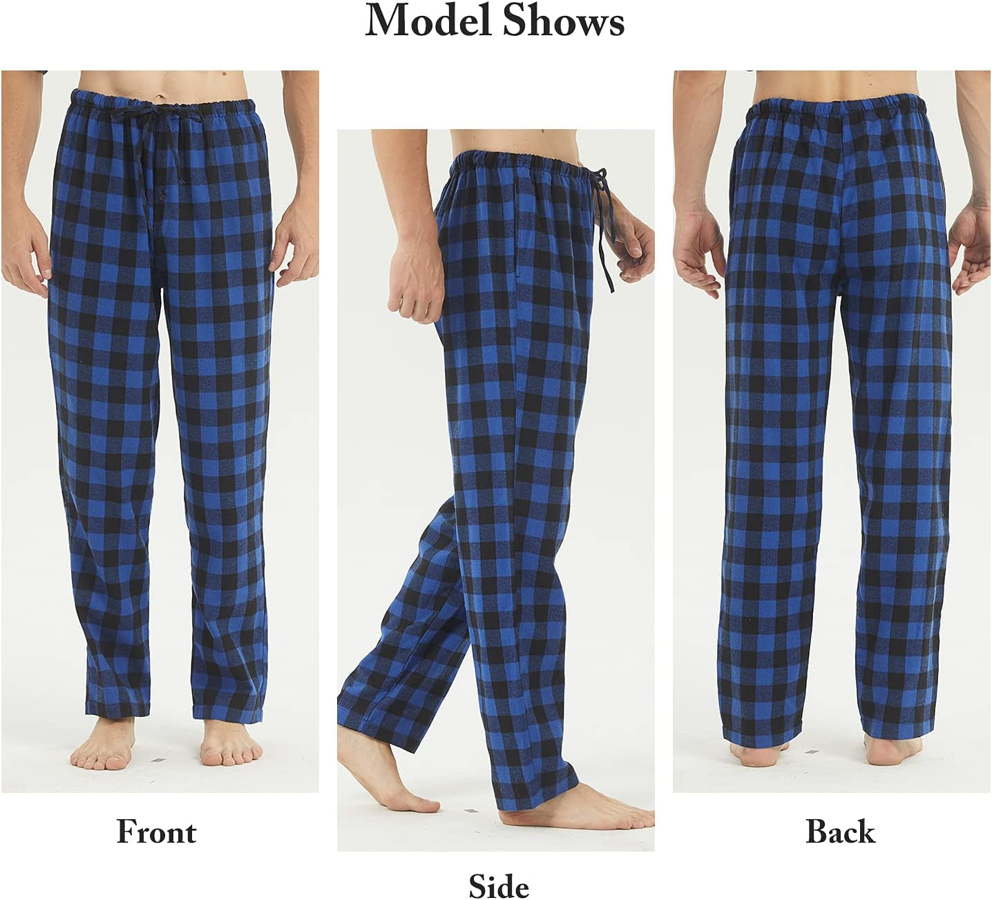 2-3 Pack Men'S Pajama Pants Flannel Cotton Soft Pajamas for Men Plaid Pj Bottoms Lounge Sleepwear with Button Fly