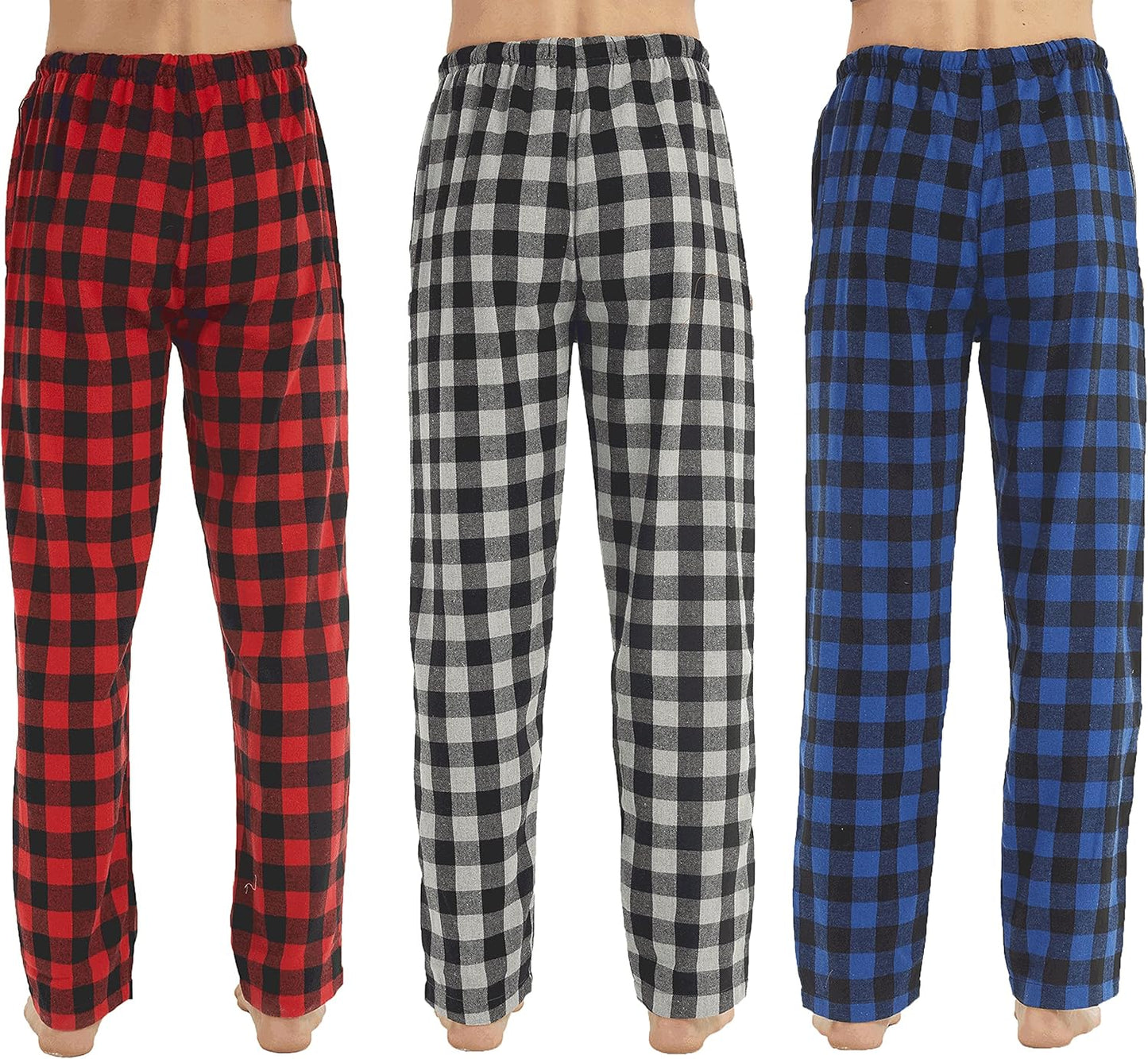 2-3 Pack Men'S Pajama Pants Flannel Cotton Soft Pajamas for Men Plaid Pj Bottoms Lounge Sleepwear with Button Fly