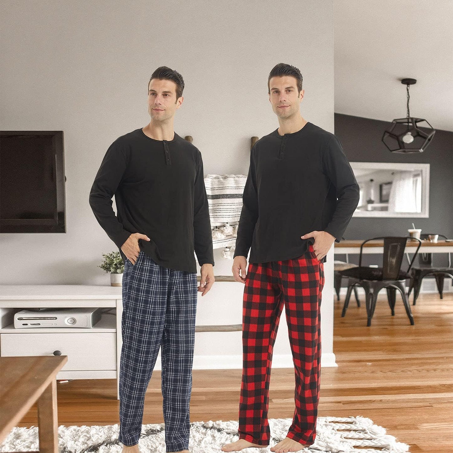2-3 Pack Men'S Pajama Pants Flannel Cotton Soft Pajamas for Men Plaid Pj Bottoms Lounge Sleepwear with Button Fly